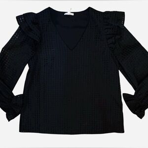 Entro Women’s Black Textured Blouse – Size Small –Excellent Like-New Condition
